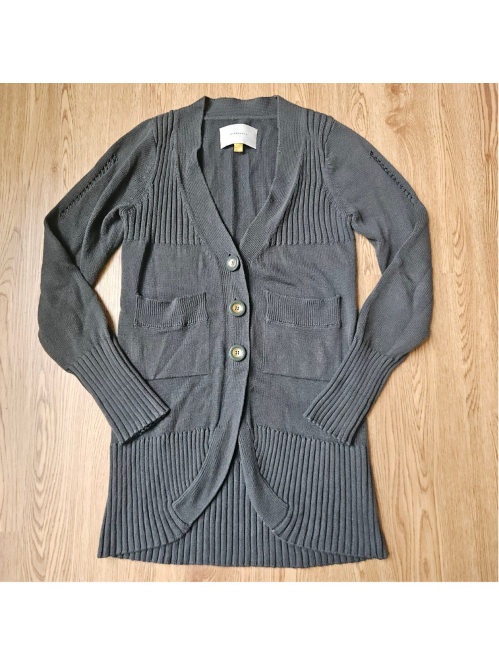 Leifsdottir Anthropologie Green Knit Cardigan Cotton Cashmere Ribbed Small